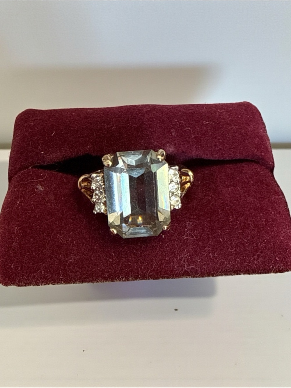 Vintage Cocktail Ring, Emerald Cut Smokey Quartz 7-3/4 signed - Picture 10 of 11
